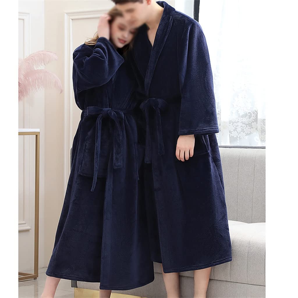 Albornoz Pijamas de Talla Grande for Mujeres Amantes Kimono de Franela de Invierno Largo y cálido for Hombres(XXL)