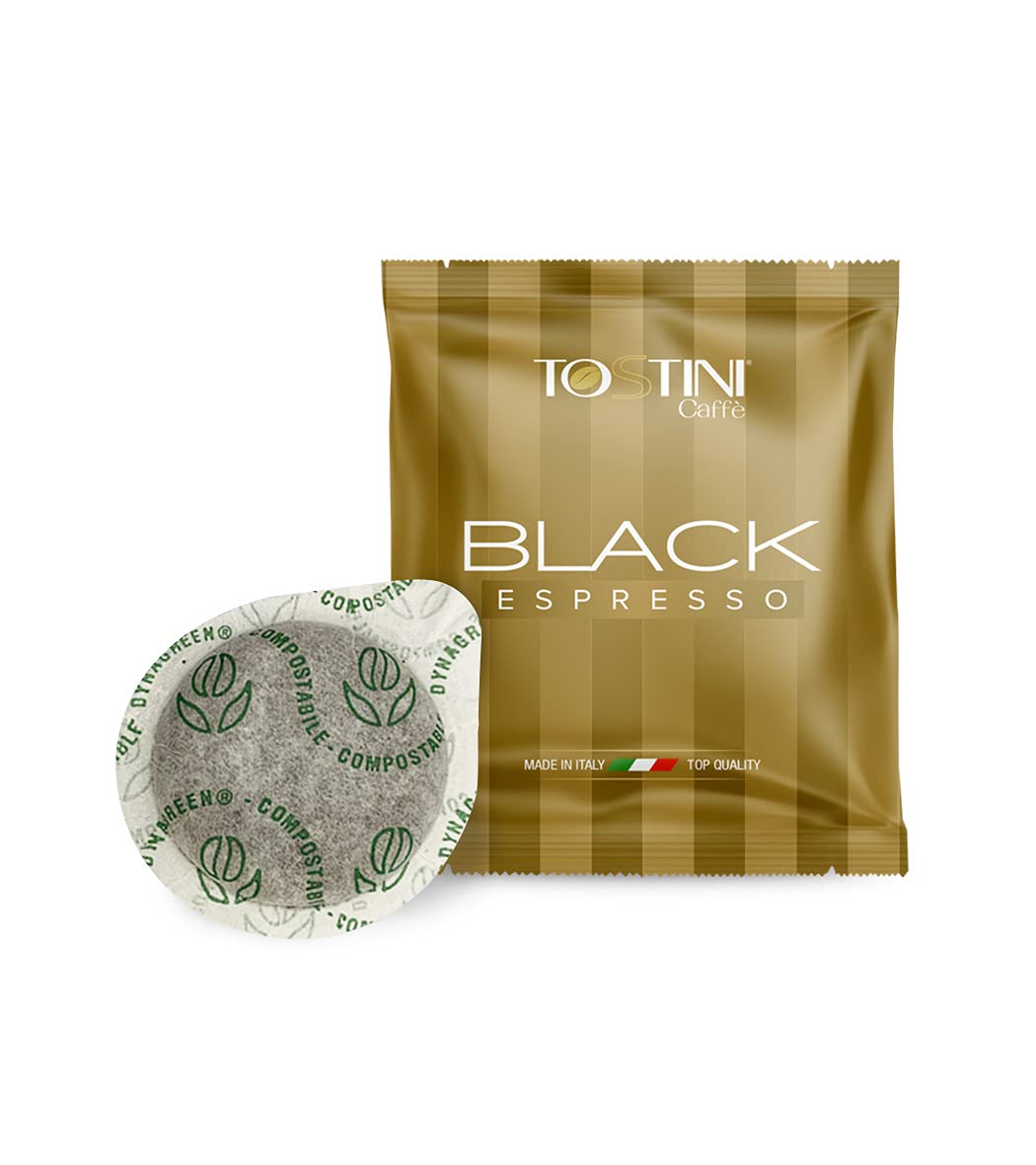 Tostini Caffè - Black Espresso x 50pcs | Coffee Pods | Robusta and Arabica Blend Coffee Pods | Coffee Pods With Notes of Chocolate, Spices, and Dried Fruit | Coffee Pods | Made In Italy