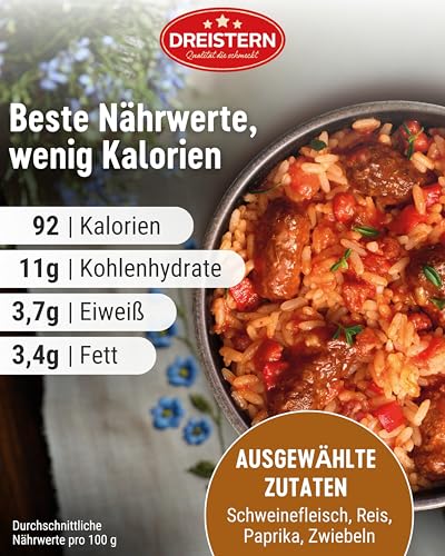 DREISTERN Cevapcici 280g I Mit Paprika & Reis I Herzhaftes Fertiggericht in Mikrowellenschale I Lange Haltbarkeit dank natürlicher Konservierung I Hausmacher Qualität – Bild 4