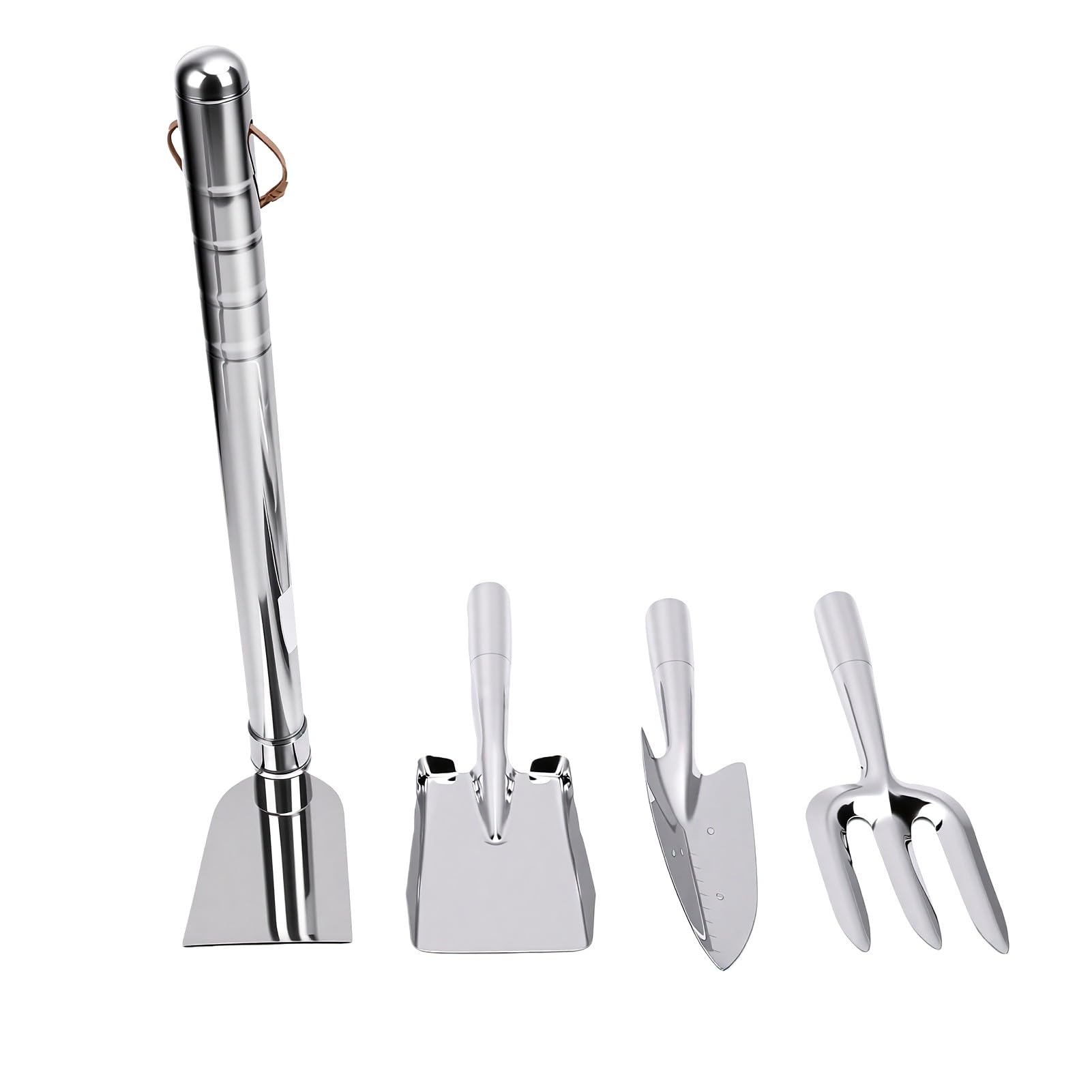 Zunate Set di 4 Zappe da Giardino in Acciaio Inossidabile, Pala da Scavo Portatile Leggera con Manico Antiscivolo, Cazzuole da Giardinaggio per Diserbo, Piantagione e Allentamento del Terreno