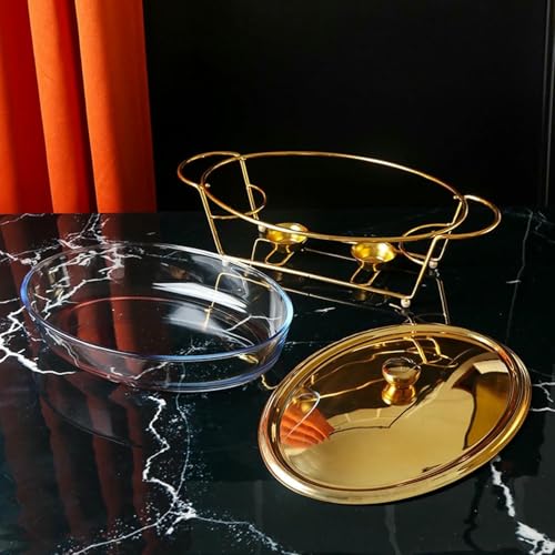 Chauffe-plats ovale doré finition miroir élégant pour buffet chic - 4