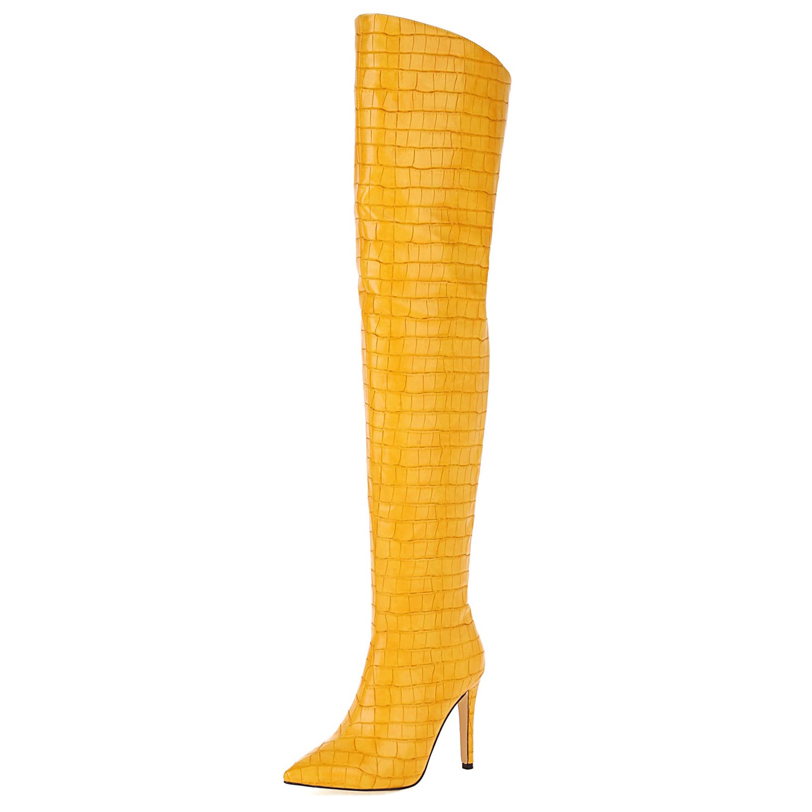 Lizoleor Botas Hasta el Muslo de Mujer Puntiagudos Invierno