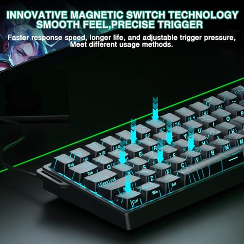 Image of Aula WIN60 HE - 60% Mechanical Gaming Keyboard Wired, Hall Effect Magnetic Switch Hot Swappable, Adjustable Actuation RT Mode, 8000 Hz Polling Rate, RGB Keyboard 60 Percent Compact Design for PC