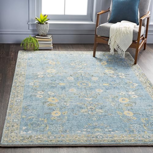 Mark&Day Area Rugs, 8x10 Heidveld Traditional Sky Blue Area Rug,