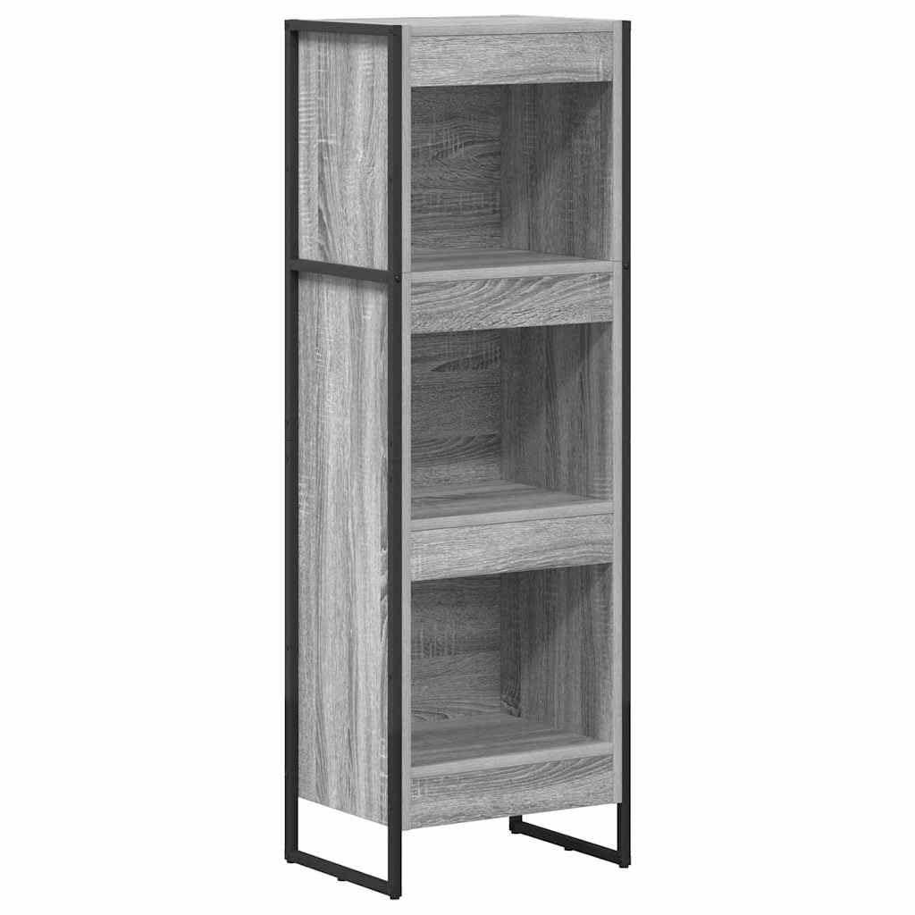 Regał na książki szary Sonoma, 80 x 30 x 155 cm, materiał drewnopochodny ze stalowymi nogami, przemysłowy regał stojący do salonu, biura, sypialni, uniwersalna półka