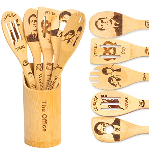 The Office Wooden Spoons Set, TV Show Merchandise Gifts for Fans, 6 Piece Kitchen Utensils...