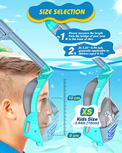 Image of QingSong Kids Snorkel Mask Full Face, Snorkeling Set with Camera Mount, 180 Degree Panoramic View Snorkeling Gear Anti-Fog Anti-Leak