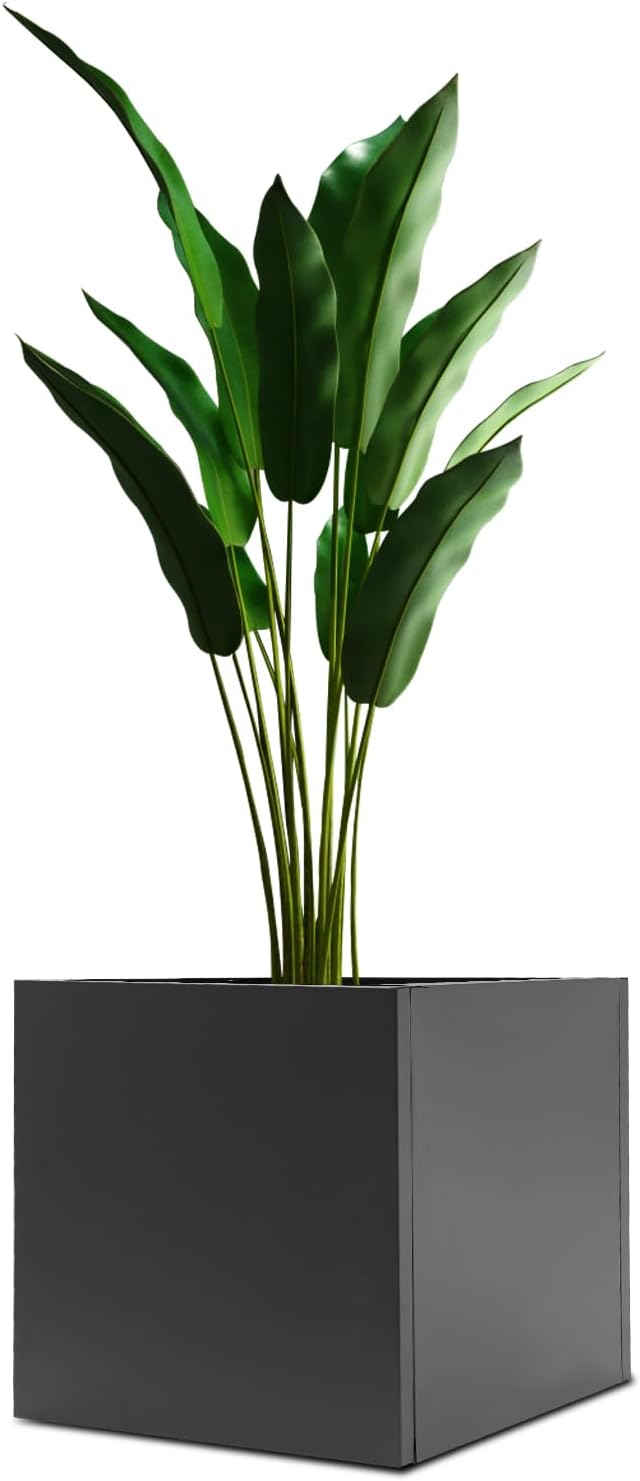 スチール植木鉢、24インチ×24インチ×24インチ キューブ