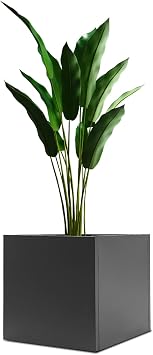 Cube Planter, Large Square Planter for Outdoor Plants, 24" L x 24" W x 24" H Black Metal Planter, Black Square Outdoor Planters, Square Flower Pots for Tall Plants, Trees, Flowers
