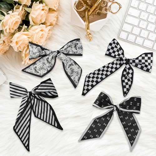 4 PCS Purse Scarf, Multifunctional Bag Scarf for Handbags, Classic and Stylish, Can Be Used as a Bag Hair Towel Gift (Black) 7