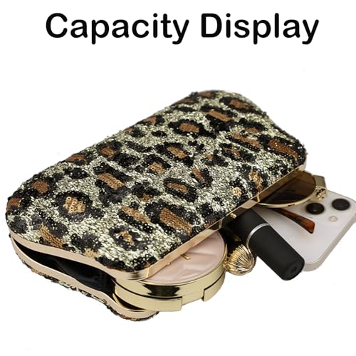 Image of Farcauo Evening Bag Small Clutch Purses Leopard Purse Formal Wedding Handbag for Women Fashion Crossbody Bags With Chain