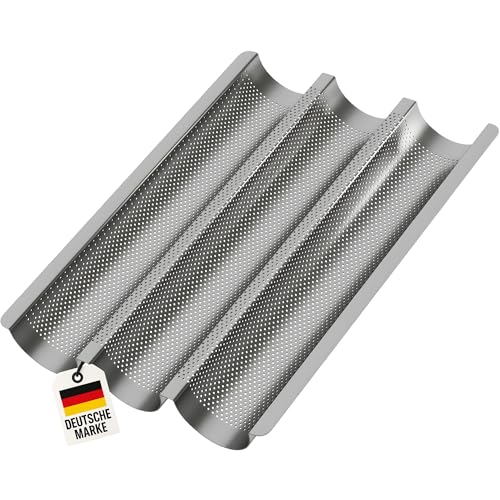 WELLGRO Plaque à baguettes - Pour jusqu'à 3 baguettes - Plaque à baguettes avec revêtement anti-adhésif - 38,5 x 28,5 x 4 cm