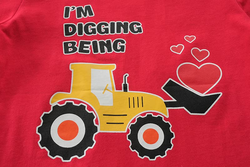 Image of Toddler Boys Vanlentine Long Sleeve Girls Love Longshirt Kids Truck Heart Raglan Tops 2-7T