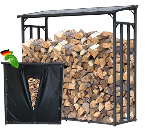 QUICK STAR Support de bois de chauffage 143x70x145cm avec protection contre les intempéries