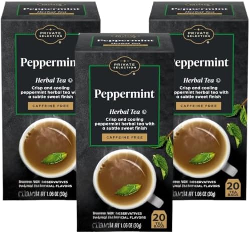 Peppermint Herbal Tea, Caffeine Free Mint Tea Bags, Refreshing Herbal Infusion, 20 Count, Pack of 3 - 1