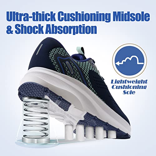 JACKSHIBO Wide Toe Box for Men Women Wide Sneakers Road Running Shoes Lightweight Breathable Neutral Cushioned Walking Shoes Athletic Tennis Wide Shoes Blue