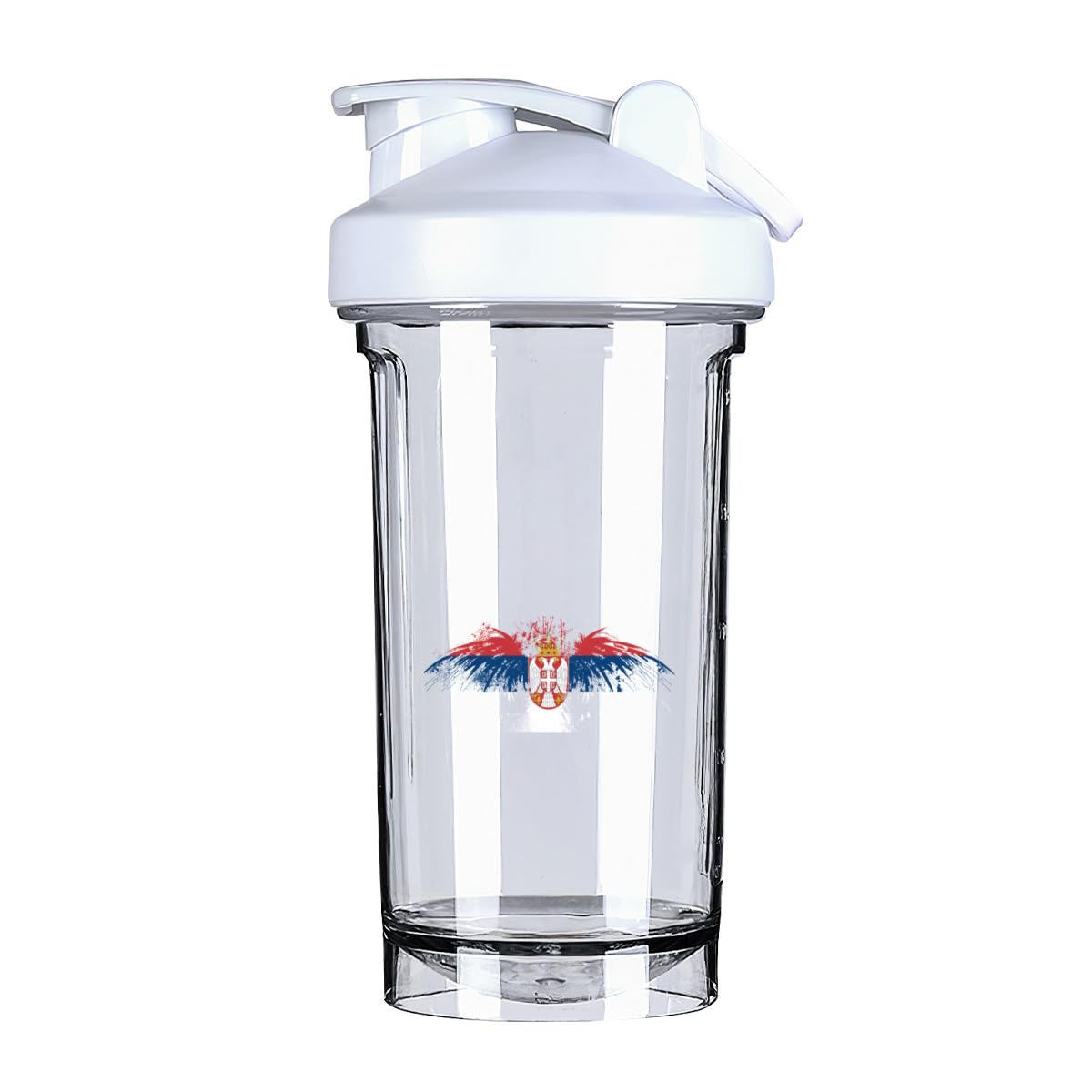 Serbian Serb Flag 18 Ounce Shaker Bottle Drink Mixer Leak-proof Pre Workout Protein Shakes Meal Replacement Shakes Bottles 500ML/18 Oz White