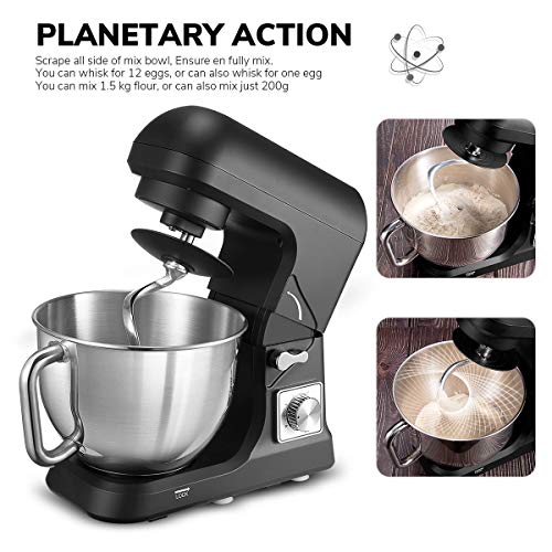 Stand Mixer, Dough Mixer with 5 Qt Stainless Steel Bowl, 6 Speeds Tilt-Head Food Mixer, Kitchen Electric Mixer with Double Dough Hooks, Whisk, Beater - Thumbnail 5