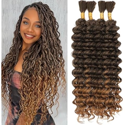 Human Braiding Hair Mix Synthetic Boho Hair for Braiding, 18 Inch 220g Boho Braids 4 Bundles Wet and Wavy Curly Deep Wave Bulk Bohemian Extensions for Black Women (T-27, 18 Inch) Cover