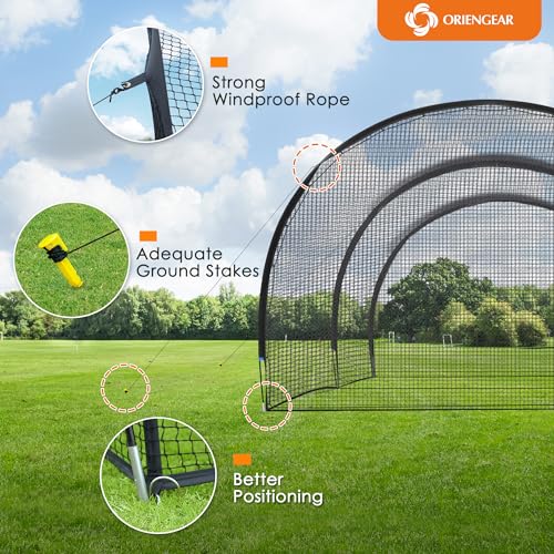20ft Baseball Batting Cage Net, Fully Enclosed Baseball & Softball & Golf Batting Cages with Frame and NET for Pitching Training, Heavy Duty Training Equipment Netting Backstop for Home Backyard - Thumbnail 3