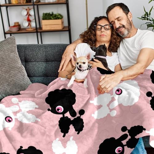 Couverture polaire chien noir et blanc 150x130 en microfibre douce