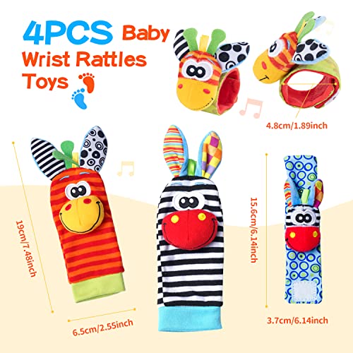 Koty Baby Wrist Rattles Foot Finder Toys Set, Toddler Rattle Sock, Arm Hand Bracelet, Feet Leg Ankle Socks, Gift For Newborn Infant Babies Boy Girl Bebe(Origin Donkey) #TOP5