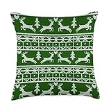 Green Christmas Ugly Sweater Jumper Fair Isle Rustic Cabin Throw Pillow