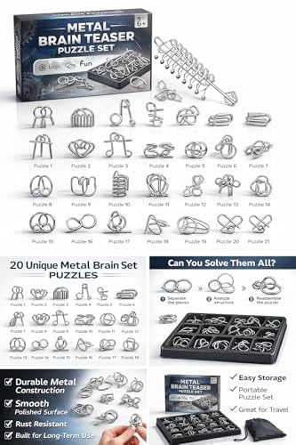 Image of Magicwand Stainless Steel 20 Metallic Intellectual Puzzles For All Age Groups【Pack of 1】【Steel】