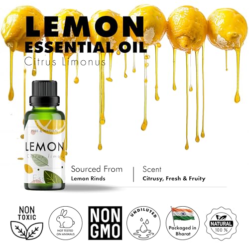 Image of Esslux Lemon Essential Oil for Skin Care and Relaxation - Natural Lemon Oil for Cleaning - 100 Pure Therapeutic Grade Essential Oils for Aromatherapy - 120ml