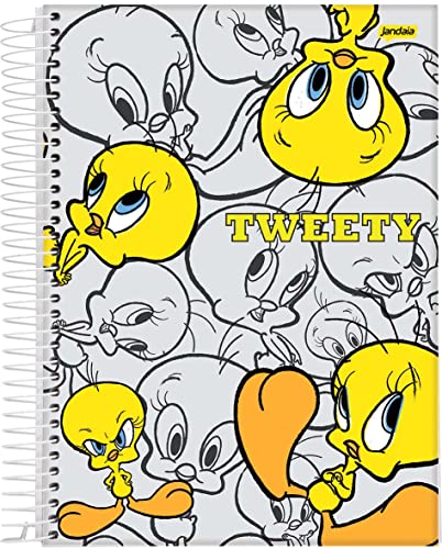 Caderno Espiral Univ CD 10 Matérias 160 Fls Tweety Cinza Jandaia