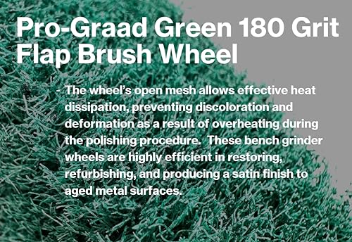 Image of 6 inch x 1 inch Green 180 Grit Non-Woven Bench Grinder Polishing Burnishing Satin Finishing Flap Brush Wheel for Aluminum Copper Metal Golf Club Refurbishing, Compatible for 1 /2 inch, 5 /8 inch, 3 /4 inch Arbor