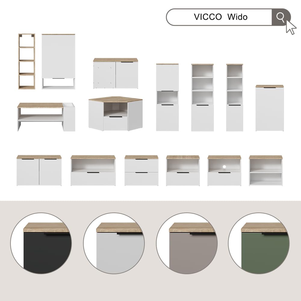 Vicco Meuble-paroi Wido, Grège, 2 Parties, pour Le Rangement et la présentation d’appareils multimédias