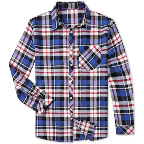 Image of Betusline Boy and Men Button Down Plaid Shirt