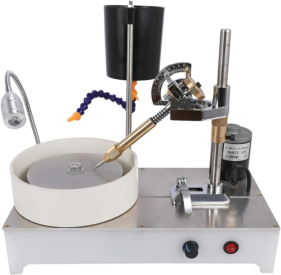 Faceting Machine Polisher Gem Jade Stone Rock Jewelry Angle Polisher Flat Grinder with Locator 120W 1800RPM Manipulator Milling Tools