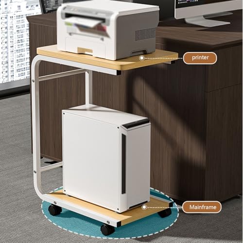 Soporte para CPU de torre PC Stand 2 niveles con marco de metal y ruedas giratorias para oficina en casa que se adapta a la mayoría de CPUs (Natural) miniatura 5