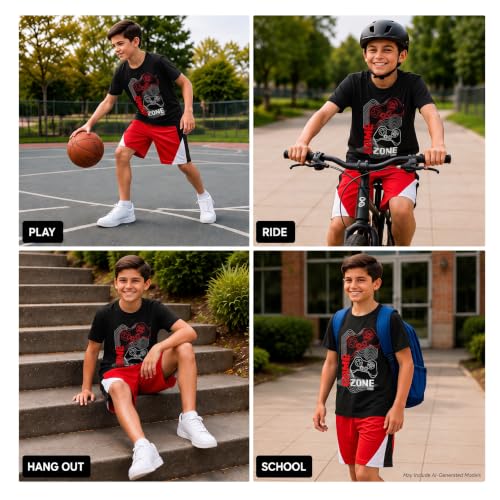 Image of Pro Athlete Active Boys Short Sets - 2 Piece Performance Crewneck Short Sleeve T-Shirt and Shorts Boys Athletic Sets (8-16)