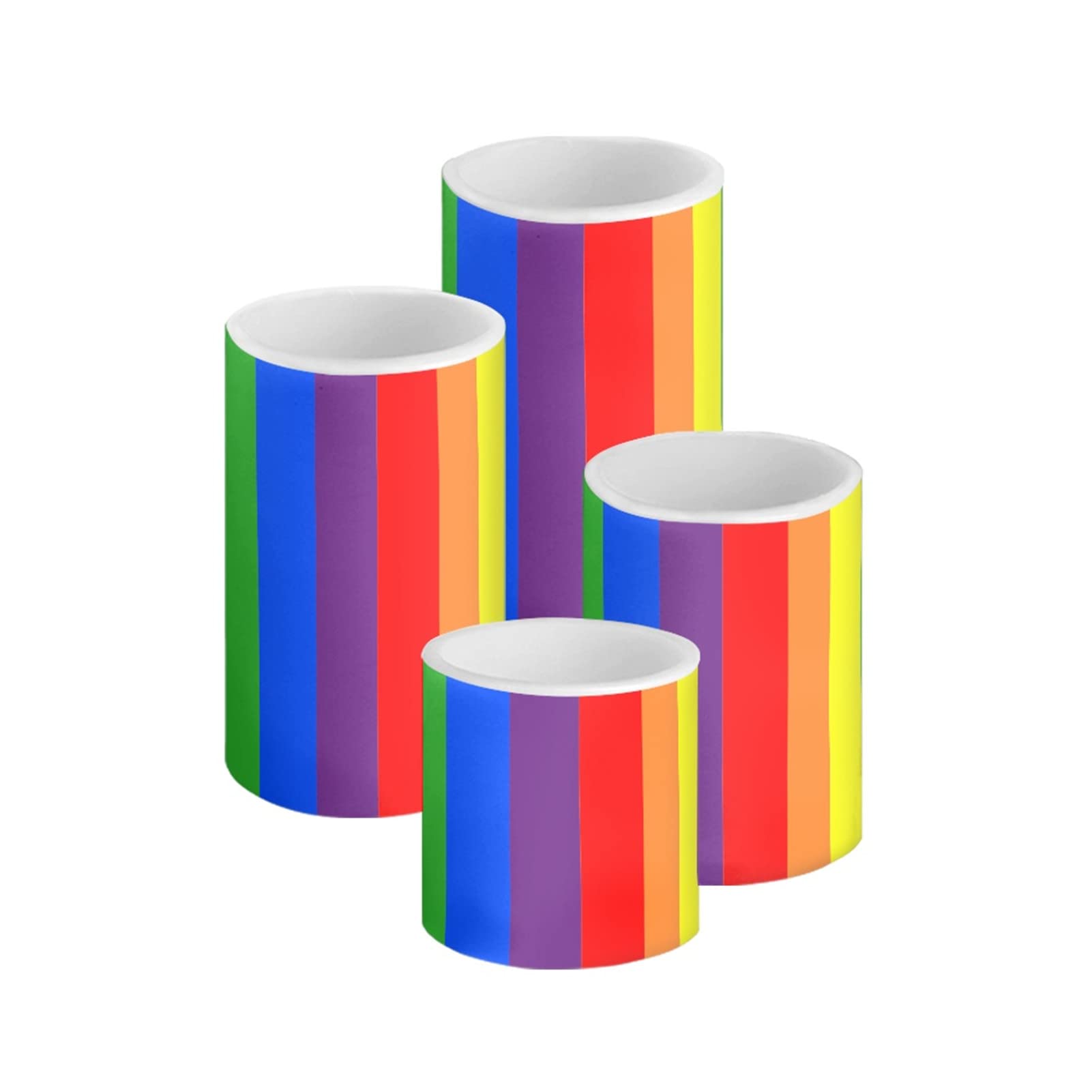 HUGS IDEA Rainbow Stripes Gay Pride Electric Flicker Tealights Bulk Fake Candles for Wedding, Party, Festival, Christmas Decorations etc [Warm Yellow]