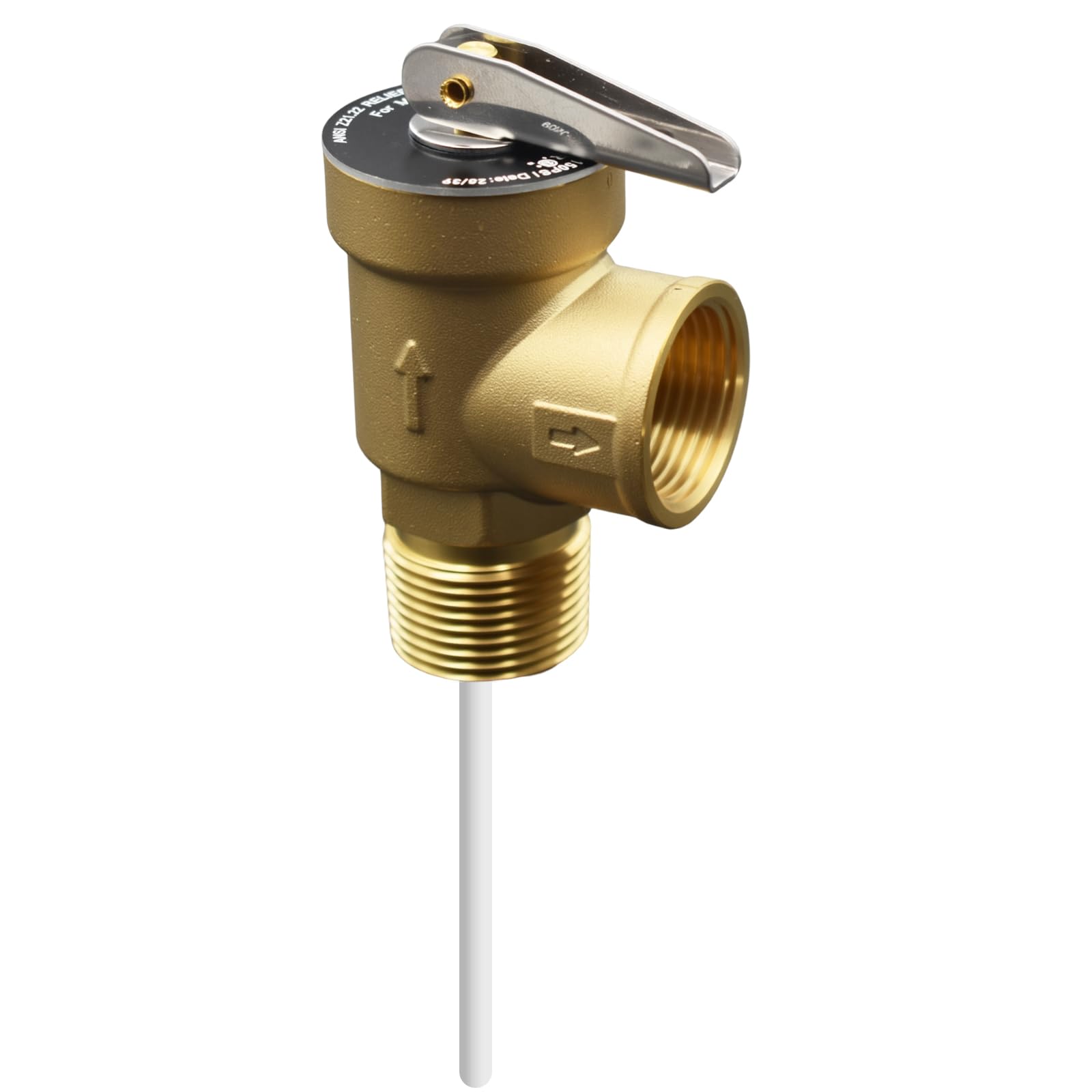 VAV Temperature Pressure Relief Valve, 3/4" NPT Female Thread, 150 PSI, 4" Temperature Probe, Lead-Free Copper, CSA LISTED