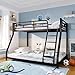 Metal Twin Over Full Size Bunk Bed for Adults & Kids,Twin Over Full Bunk Beds, Low Profile Bunkbeds with Length Guardrail and Ladder, No Box Spring Needed,Space Saving,Black