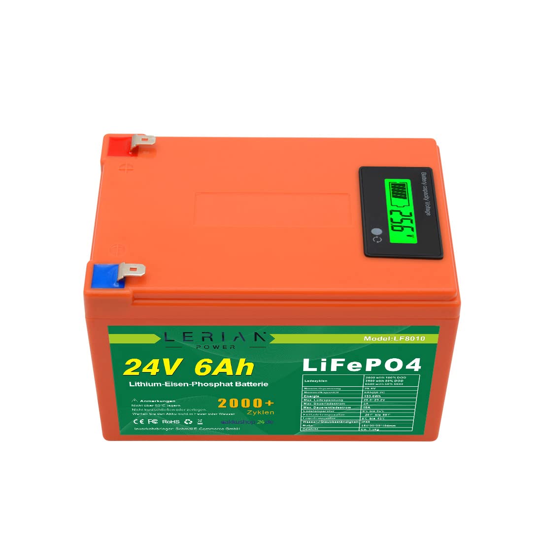 LiFePO4 batteria 24 V 6 Ah litio ferro fosfato batteria per campeggio, barca, roulotte solare