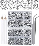 LPBeads 6000 Pieces Metallic Silver Non Hotfix Rhinestones 6 Sizes Round Crystal Glass Flat Back Rhi