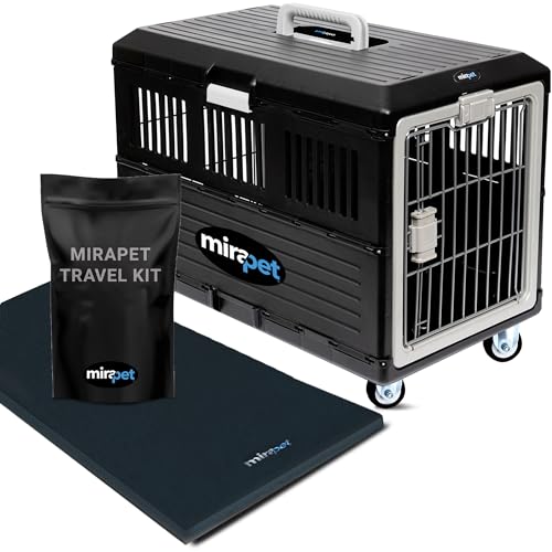 Mirapet USA Pet Carrier with Pad & Travel Kit 26'' - Premium Collapsible Design for Cats and Dogs - Indoor/Outdoor - 360-Degree Ventilation & Hard Plastic Wall Protection
