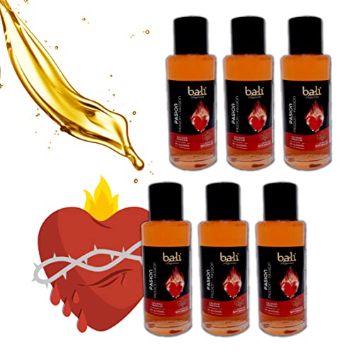 Bali fragancias Pack de Esencias al Aceite de Aroma Pasión para Humidificador. Set de Ambientadores Frutales en Esencia para Difusor. Aceite Natural para Quemador de Aromaterapia. 50 ml. 6 Unidades