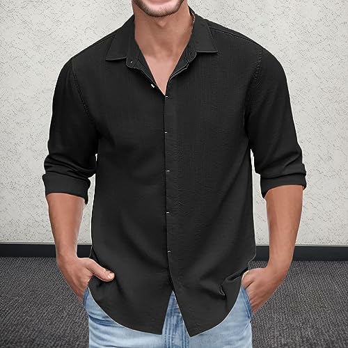 Mens Casual Fashion Solid Color Lapel Long Sleeve Cardigan Shirt Gradient Shirt Mens Shirts3