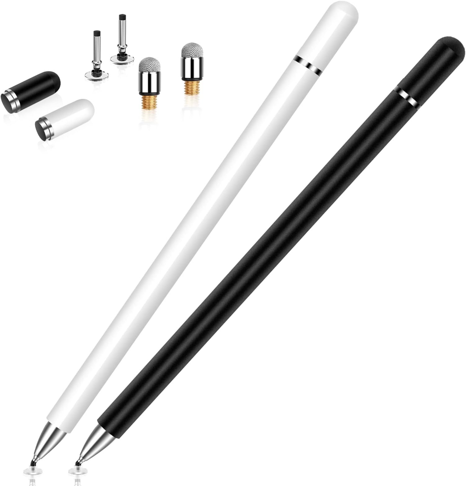 STYLUSHOME Stylus for iPad (2 Pcs) Magnetic Disc Universal Stylus Pens Touch Screens for Apple/iPhone/Ipad pro/Mini/Air/Android/Microsoft/Surface All Capacitive Touch Screens - Black/White