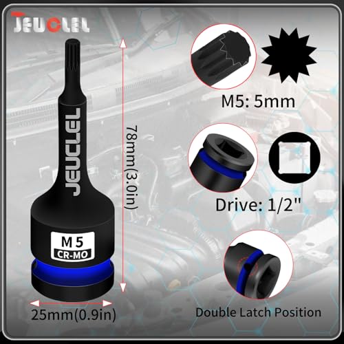 Image of M5 Triple Square Impact Spline Bit Socket, 5mm 1 /2 inch Drive Socket | 12 Point, Cr-Mo, Lengthen Screwdriver Adapter for Electric Ratchet Wrenches, Fastening Screws, Socket Wrench, Head Drill