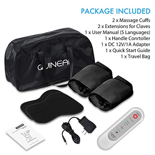 QUINEAR Leg Massager for Circulation, Foot Calf & Thigh Wraps Massage Helpful for Muscles Relaxation and Pain Relief - 3 Modes & 3 Intensities Include 2 Extensions