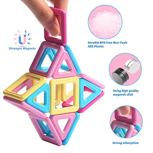 HOMOFY 124PCS Magnetic Building Blocks Magnet Tiles Early Educational & Development Toys for 3 4 5 6 7 Years Old Boys Girls Gifts