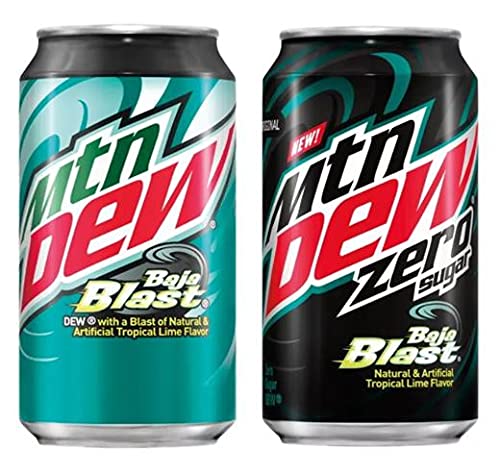Mountain Dew Baja Blast and Zero Baja Blast 12 fl oz Cans, 24 count (12 cans each)