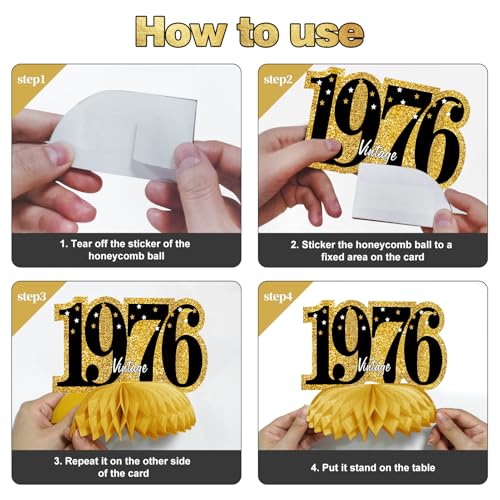 Image of Kuxriox 11Pcs 50th Birthday Decorations Kit for Men Women, Black Gold Happy 50th Birthday Banner, Awesome Since 1976 Centerpieces Swirls Party Supplies, Fifty Bday Banner Ceiling Table Topper Sign